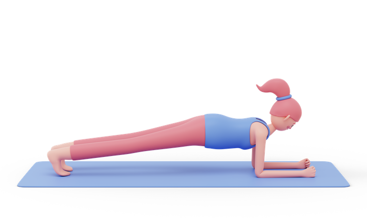 Postura de yoga en tabla  3D Illustration