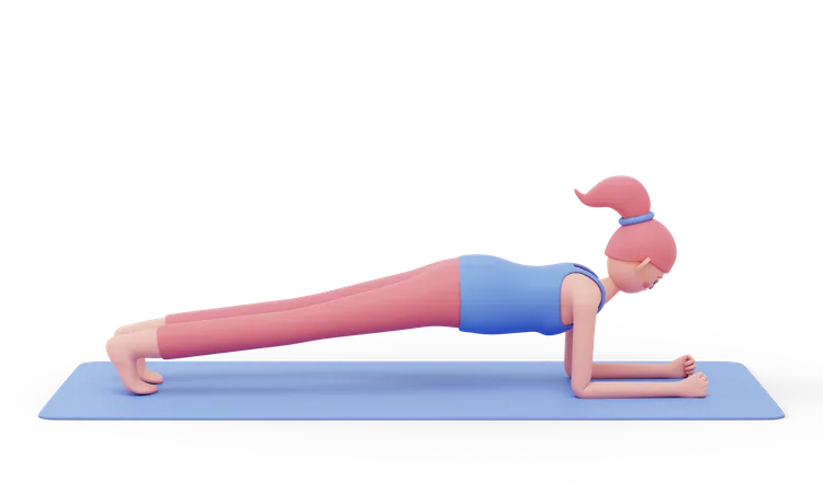 Postura de yoga en tabla  3D Illustration