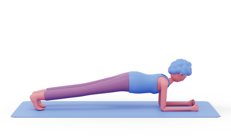 Postura de yoga en tabla  3D Illustration