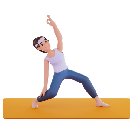 Postura de yoga triangular  3D Illustration