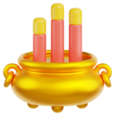 Pot d'encens en or  3D Icon