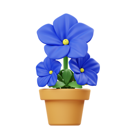 Pot de fleur de pétunia bleu  3D Icon
