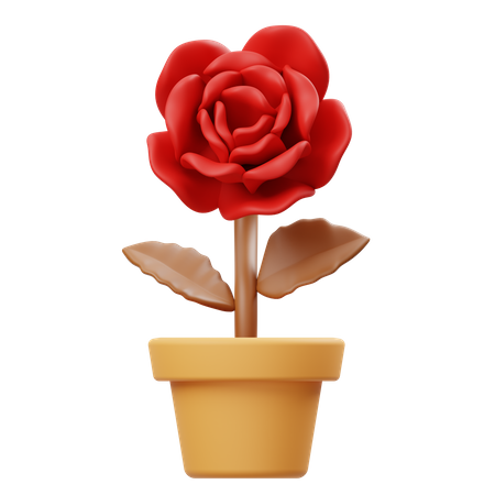 Pot de fleurs roses  3D Icon