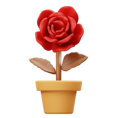 Pot de fleurs roses  3D Icon