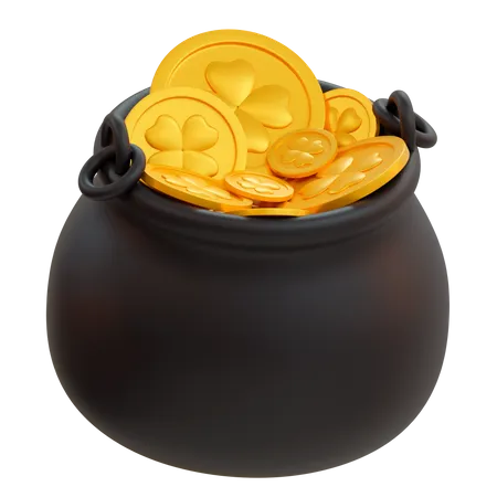 Pot With Coin 3D Illustration