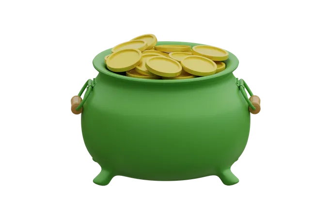 Pot With Coin 3D Icon