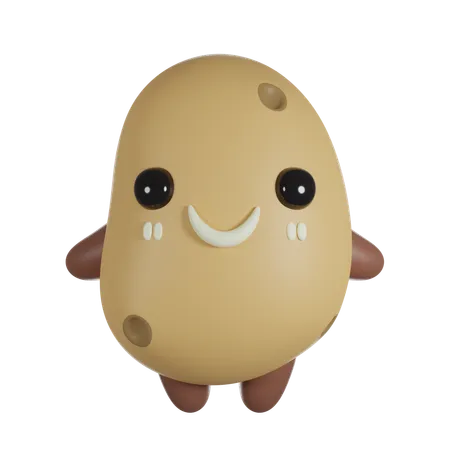 Potato 3 D Cute Render Character 3D Icon