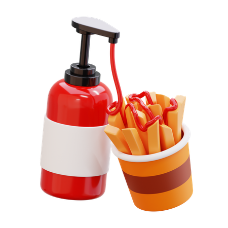Potatoes With Chilli Sauce  3D Icon