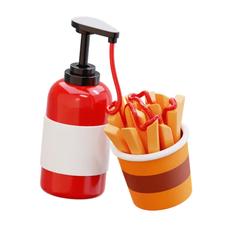 Potatoes With Chilli Sauce  3D Icon