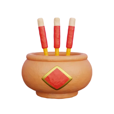 Pote de incenso chinês  3D Icon