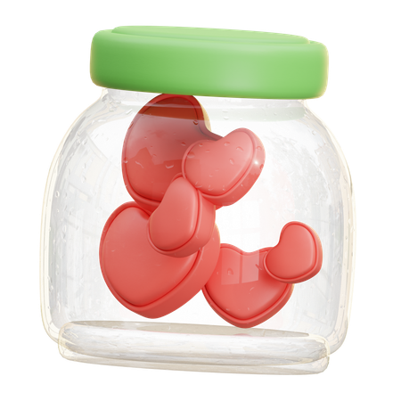 Pote de vidro com formato de coração  3D Icon