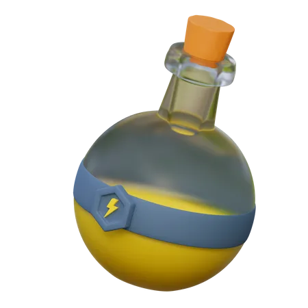 Yellow Energy Potion Bottle Game Icon 3 D Illustration 3D Icon