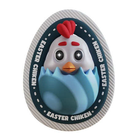 Oeuf de Pâques au poulet  3D Sticker