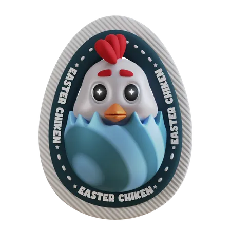 Oeuf de Pâques au poulet  3D Sticker