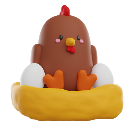 Poulet et oeufs  3D Icon