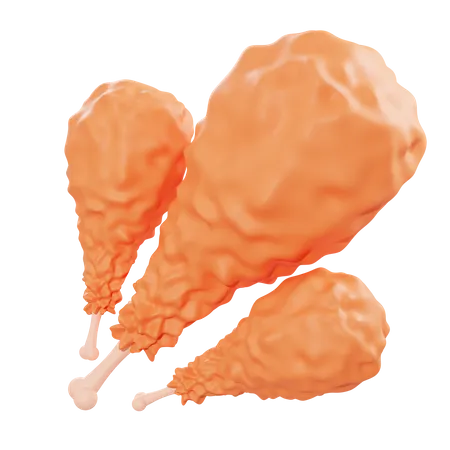 Poulet frit  3D Illustration