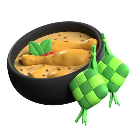 Opor de poulet et ketupat  3D Icon