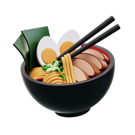 Ramen au poulet avec baguette  3D Icon