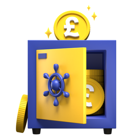 Pound Bank Locker  3D Illustration