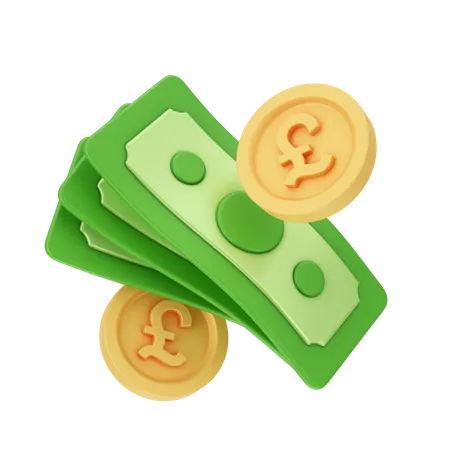 Pound Cash  3D Illustration