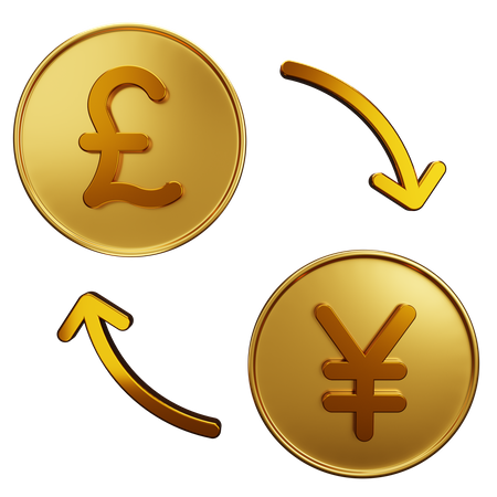 Pound Exchange Yen  3D Illustration