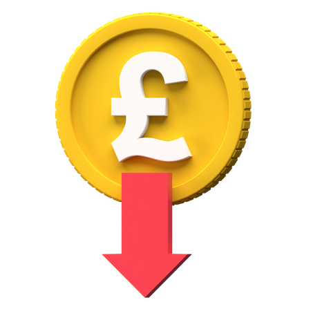 Pound Rate Down  3D Illustration