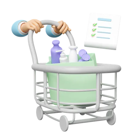 Main poussant le caddie  3D Icon