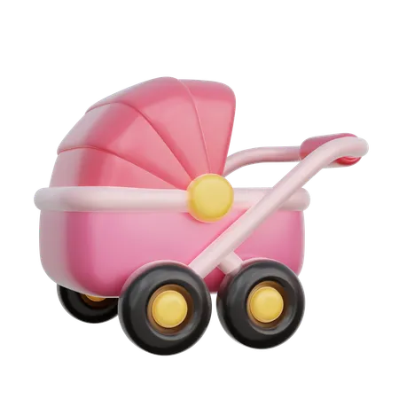 Poussette bébé rose  3D Icon