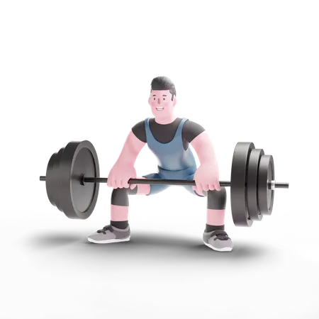 Powerlifter doing training  3D Illustration