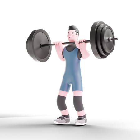 Powerlifter beim Heben freier Gewichte  3D Illustration