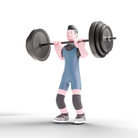 Powerlifter soulevant du poids libre  3D Illustration