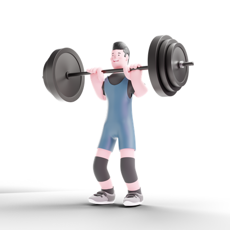 Powerlifter lifting free weight 3D Illustration