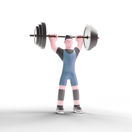 Powerlifter lifting weight 3D Illustration