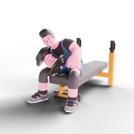 Powerlifter masculino malhando com halteres  3D Illustration