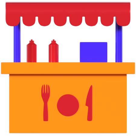 Praça de alimentação  3D Illustration