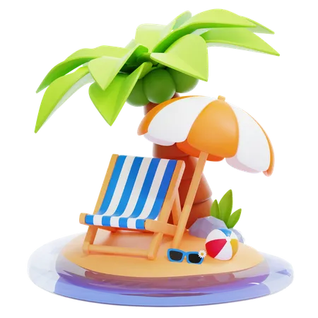 Praia  3D Icon