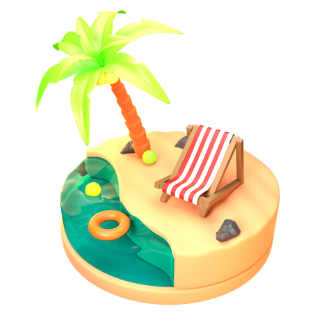 Praia  3D Icon