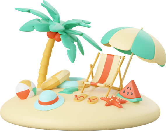 Praia  3D Illustration