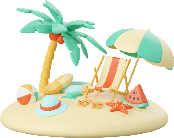 Praia  3D Illustration