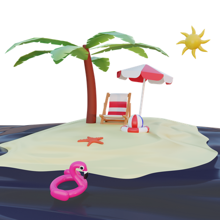 Praia  3D Illustration