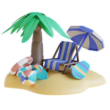 Praia  3D Illustration