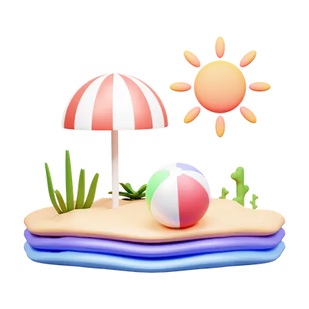 Praia  3D Icon