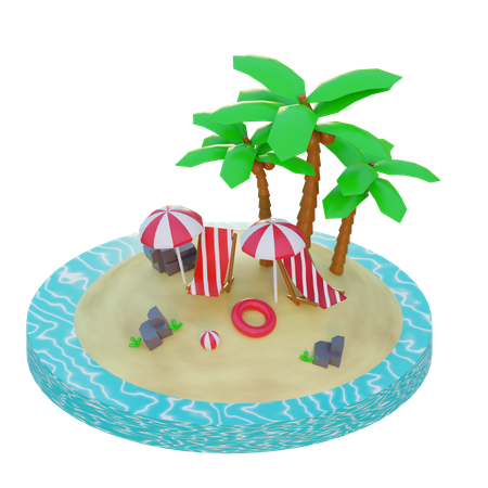Praia de verão  3D Illustration