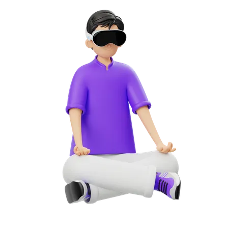 Pratique de méditation virtuelle  3D Illustration