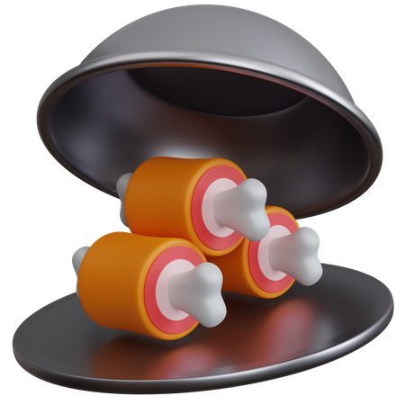 Prato de comida com carnes  3D Icon