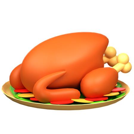 Prato de frango assado  3D Icon