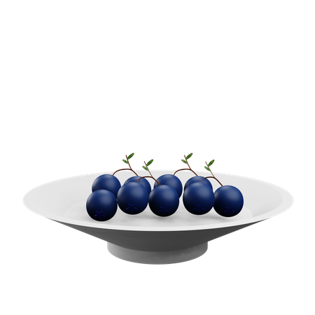 Prato de frutas azuis  3D Icon