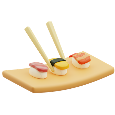 Prato de sushi de salmão  3D Icon