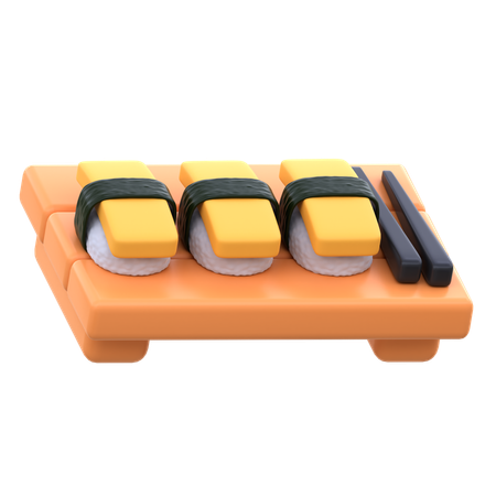 Prato de sushi tamago  3D Icon
