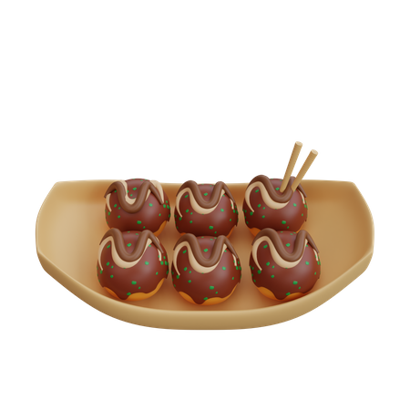 Prato de takoyaki  3D Icon